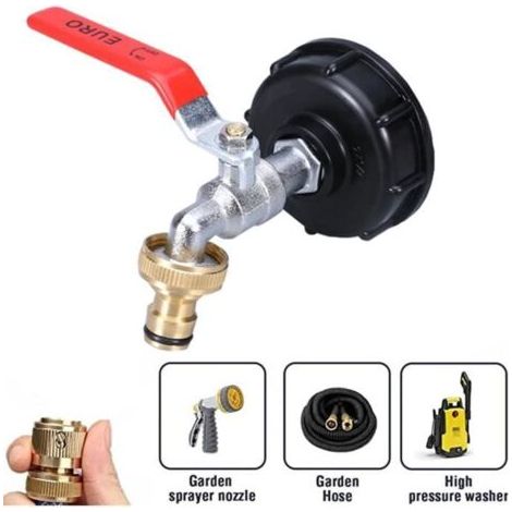 IBC 1000L Tankhahn mit doppeltem 3/4"-Auslass zur Regenwassernutzung, Tankadapter. (1/5)