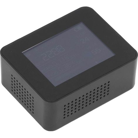 Détecteur portable de dioxyde de carbone, rechargeable par USB, testeur de température et d'humidité avec écran couleur pour la maison (noir). (1/5)