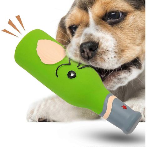 Jouet pour chien en forme de bouteille de vin qui couine, en latex souple et flexible, pour chiens de petite et moyenne taille (1/5)
