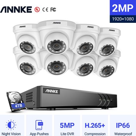 ANNKE 8CH Kit vidéosurveillance DVR 81080P Smart IR Vision Nocturne Imperméable Surveillance Distance Sécurité Caméra CCTV Set - 4TB HDD