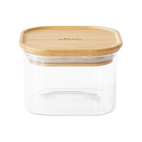 Pebbly Square 500ml Canister With Bamboo Lid
