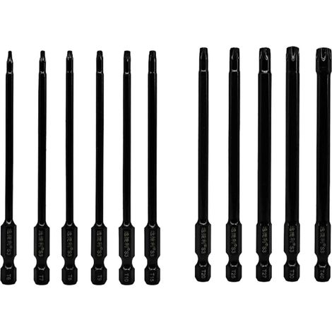 Torx Bit Set - 100mm Length - S3 Steel - Magnetic - For T6 T7 T8 T9 T10 T15 T20 T25 T27 T30 T40 - 11pcs - Furniture Assembly (1/5)