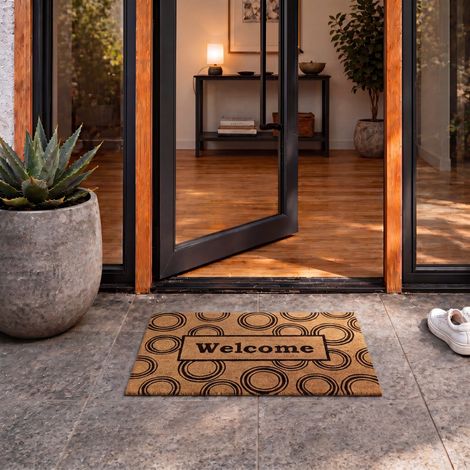 Tapis coco 'Welcome' avec motif rond - 40x60 cm (1/3)
