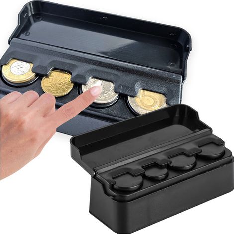 Caja organizadora de monedas Alogy para coches, oficinas y hogares, color negro. (1/5)