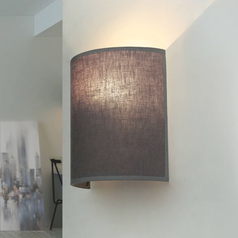 Applique murale d'intérieur Alice très chic au design Loft en tissu gris dans un style moderne E27 - Gris (1/5)