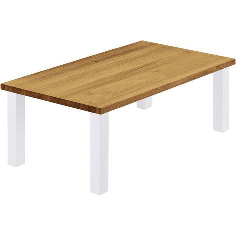 LAMO Manufaktur Esstisch Küchentisch, 120x80x47cm (AxBxH), Classic, Rustikal / Weiss, LGW-01-A-003-9016Cl