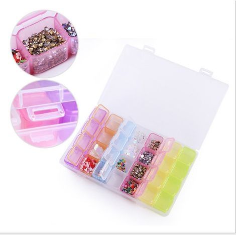 1 Pcs Boîte de Rangement avec 28 Compartiments, Ajustables Removable Plastique Diamond Painting Boite de Rangement pour Bijoux, Boucles D'oreilles, Pilules etc (1/5)