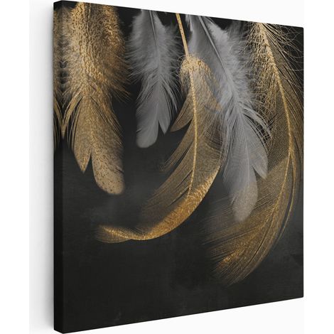 Tableau toile Carré - Plumes - 20x20 cm (1/2)