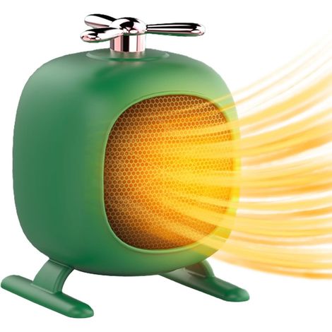 (Verde) Mini calefactor auxiliar vertical para invierno, ideal para espacios pequeños, portátil y fácil de transportar, para el hogar, la oficina y el dormitorio. (1/5)