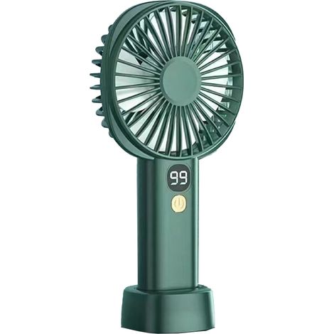 Ventilateur portable rechargeable USB sans fil 5 vitesses silencieux mini ventilateur à main avec affichage de la batterie vert foncé (1/5)