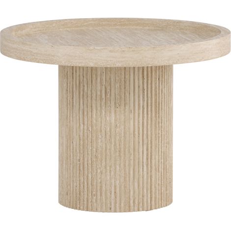 Krille table d’appoint blanc table de nuit Ø60 cm beige. (1/4)