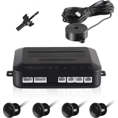 Capteur de recul pour voiture, système de stationnement automatique avec radar de recul, alarme sonore Bibi et 4 capteurs - Noir (1/5)