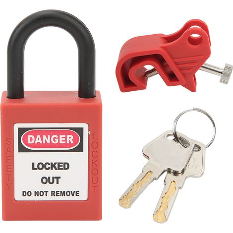 Dispositif de verrouillage de disjoncteur : cadenas en nylon avec anse de 25 mm en laiton pour le verrouillage des disjoncteurs de petite et moyenne taille. (1/5)
