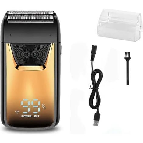 rasoir electriques hommes-Rasoir pour homme, rasoir électrique sans fil à grille, machine à raser pour crâne rasé, machine de coupe de cheveux, rasoir pour homme (doré) (1/5)