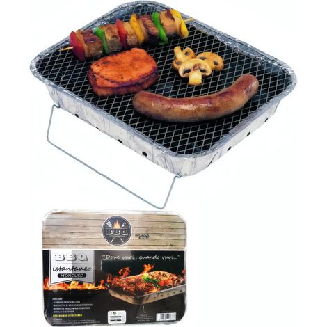 Barbecue usa e getta con carbone istantaneo 31x21x5 cm