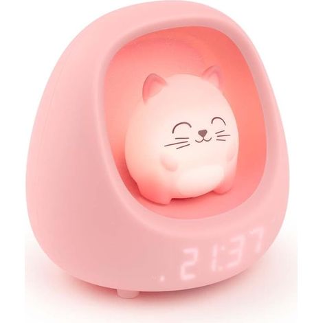 Veilleuse Réveil Enfant, Chat, Lumineux et Musical, Sons Apaisants et Bruits Blancs, Lumière Réglable au Toucher, Minuterie et Batterie Rechargeable USB-C, Fille et Garçon (1/5)