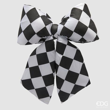 EDG Enzo De Gasperi Decoro Fiocco di Natale H 63 Cm L 62 Cm Velluto Bianco Nero
