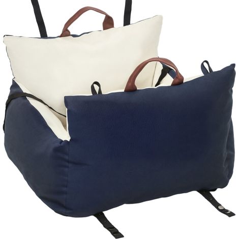 Siège auto chien lavable avec 2 sangles, laisse intégrée, coussin moelleux en coton, transformable en sac de transport, pour petits chiens, bleu marine  CHICFURN (1/5)