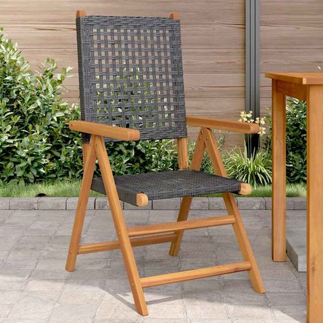 Chaises de jardin-Chaise de terrasse-Chaise d'extérieur lot de 2 noir bois massif d'acacia et rotin 582241 (1/5)