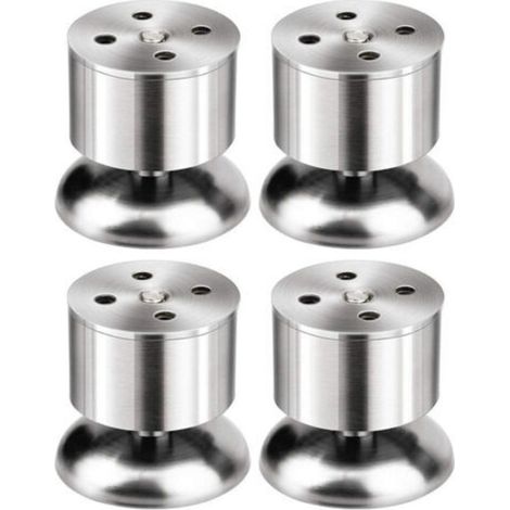 [NIEMALS VERWENDET] Set mit 4 verstellbaren Möbelbeinen – 6 cm Edelstahl-Tischbeine mit Gummifüßen und Schrauben