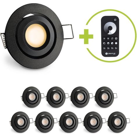 Einbaustrahler Mini schwenkbar Matera 3W 2700K IP44 - Farbe: schwarz matt - Anzahl: 10x
