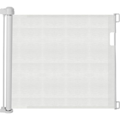 Extra-wide safety gates - 33" high, extendable up to 59" wide, easy to roll up and lock for dogs, indoor/outdoor (White) (1/5)