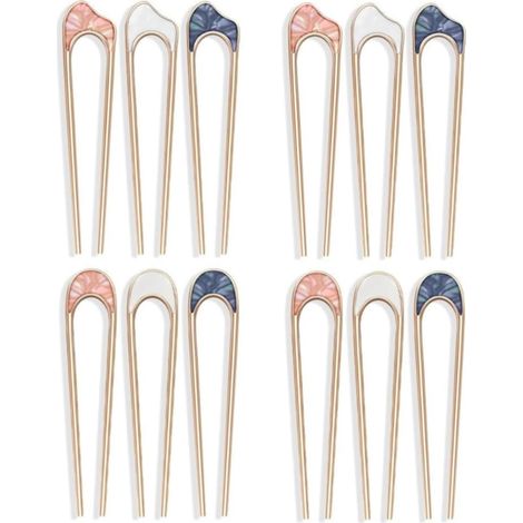 Juego de 12 horquillas metálicas retro en forma de U, horquillas redondas de estilo francés, pinzas para el cabello trenzado para mujeres y niñas. (1/5)