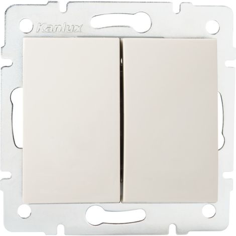 Interrupteur Double Va-et-Vient - Encastré - Crème - 2 Leviers - 250V (1/2)