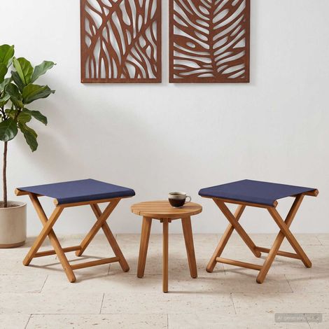 Lettino 2 pcs Legno di Eucalipto Massello Blu vidaXL