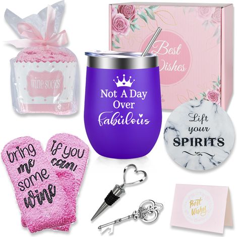 Tumbler À Vin Isolé - Chaussettes Épaisse - Bouchon À Vin - Cadeau De Retraite Pour Femme - Lot De 3 Pièces (1/5)