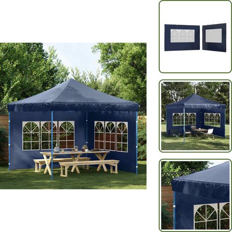 Paroi de tente de réception 2 pcs avec fenêtre PE Bleu - Pare-soleil - Abri Jardin - Tentes De Réception - Paroi De Tente - Accessoires De Tente (1/5)