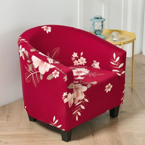 Housse de Fauteuil Cabriolet Extensible,Facile à Installer et à Laver, Housse de Chaise avec Accoudoirs Couverture de Fauteuil  pour Comptoir Bar Salon Salle de Réunion-gros rouge