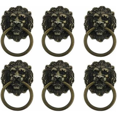 6 Pièces Poignée Bouton Meuble, Meuble Ancien Lion Tirez Main Dans, Bouton de Poignée Rétro, Convient Aux Poignées de Meubles, Pratique et économique,T-Audace (1/4)