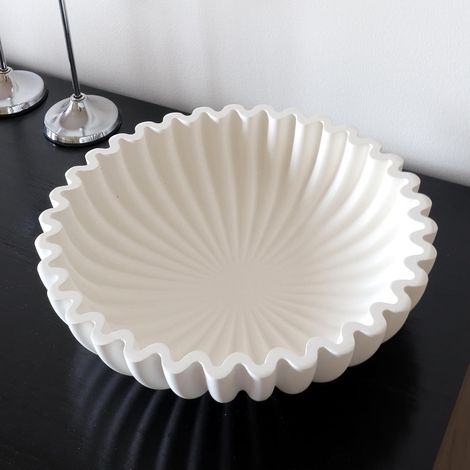 Bol décoratif à volants fait à la main - Coquille de Saint-Jacques - Bol à fruits vintage - Bol à fleurs décoratif antique - Cadeau de pendaison de crémaillère - Cadeau de mariage blanc (1/5)