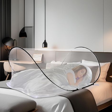 Faltbares Moskitonetz, Pop-Up-Moskitonetz, Reise-Moskitonetz, Faltbares Moskitonetz für Einzelbett mit Reiseaufbewahrungstasche, Geeignet für Camping-Schlafzimmer (200x80x56 cm) (1/5)