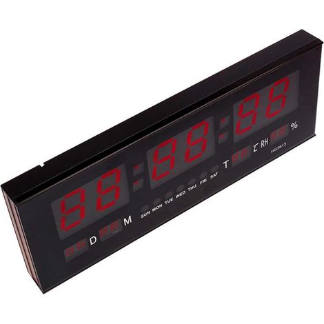 Orologio LED Digitale da Parete e Tavolo 36x13 cm – Display Grande con Data, Temperatura e Umidità – Fronte in Vetro e Design Moderno – Ideale per Casa e Ufficio (1/5)