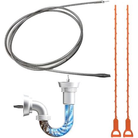Spirale de Nettoyage Canalisations, 3m x 10mm Débouchage Écologique, Professionnel Furet Plomberie, Deboucheur Canalisation pour Evier Travaux Manuels -