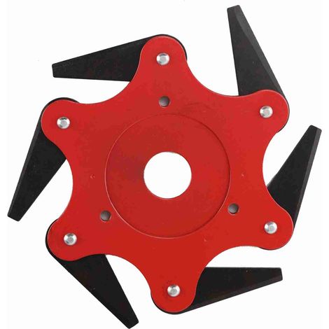 Tête de débroussailleuse à 6 lames, diamètre intérieur 2,5 cm, en nylon et acier au manganèse, rouge. (1/5)