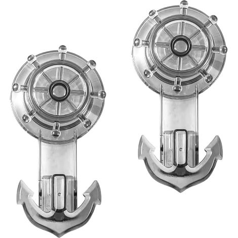 Ganci a ventosa, set da 2 ventose con ganci, ventose extra resistenti per finestre, vetro, bagno, cucina, ventose creative a forma di ancora (grigio chiaro) (1/5)