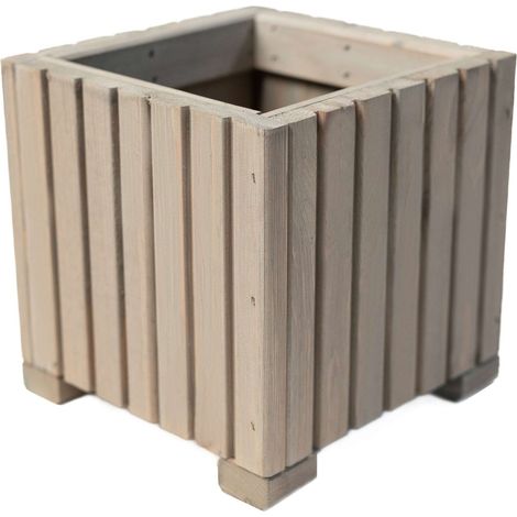 Jardinière Bois Bogateco 25x25x25 cm Imprégné Gris (1/5)