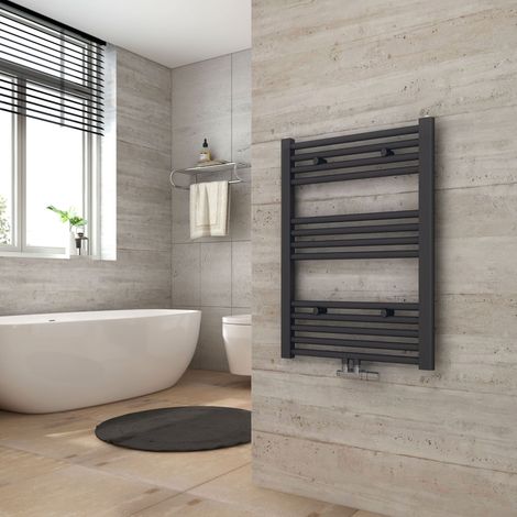 Heilmetz Radiador de baño secador de toallas calefacción 700 x 500 mm antracita radiador de toallas conexión media calentador de toallas