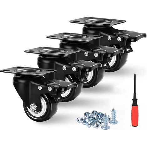 4 Roulettes Pivotantes Roulettes pour Meubles avec frein,Roulette Charge Lourde Roulette Sans Traces au Sol pour Charge Lourde - Roue en Caoutchouc pour Chariot (50mm Jusqu'à 270KG) (1/5)