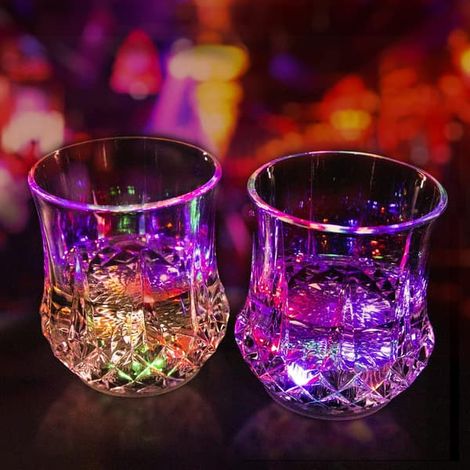 Lot de 2 verres lumineux à LED multicolores activés par le liquide - Verres à shot lumineux et amusants - Rouge - Lot de 2 (1/5)