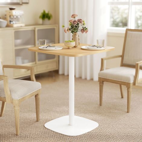 Table à manger carrée pour 2 personnes table de cuisine plateau en effet bois base carrée 60x60x75cm effet bois naturel (1/5)