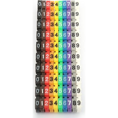 Numéro numérique Tube numéro de fil étiquette Tube câble marqueur coloré (100 pièces 6mm²)