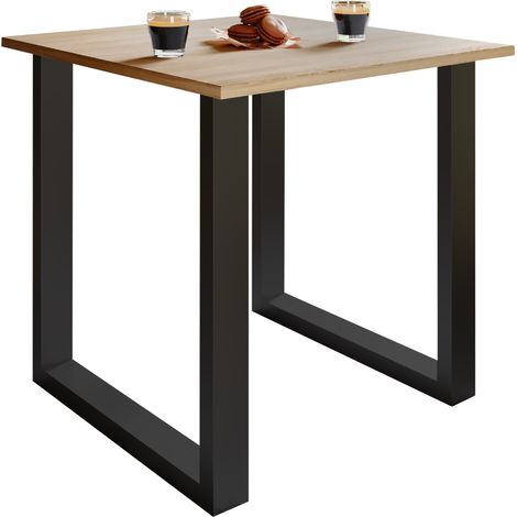 Mesa de comedor de madera VCM Premium  AL. 76 x AN. 80 x P. 50 cm  Mesa de cocina Mesa de comedor Xona U (Negro / Roble Sonoma)