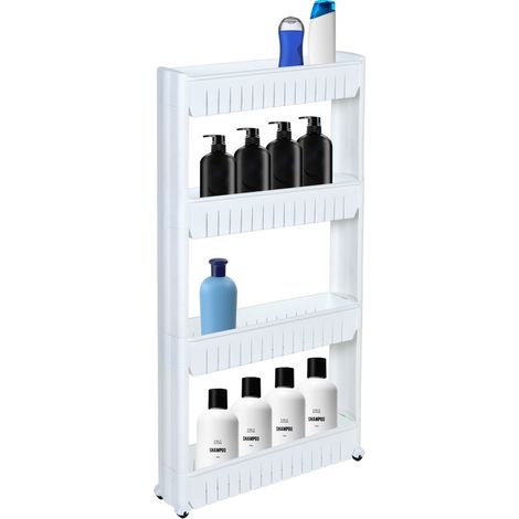 Estantería Osmera blanca para cocina y baño, 4 niveles (1/5)