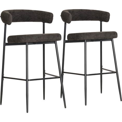 Set di 2 sgabelli da bar in tessuto grigio THEA