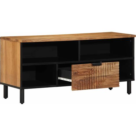 Mueble de TV Marrón 100 x 33 x 46 cm Madera de mango maciza