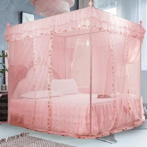 Rideau de lit à baldaquin - Princesse de luxe - Rose - Moustiquaire - Élégance chic (1/4)